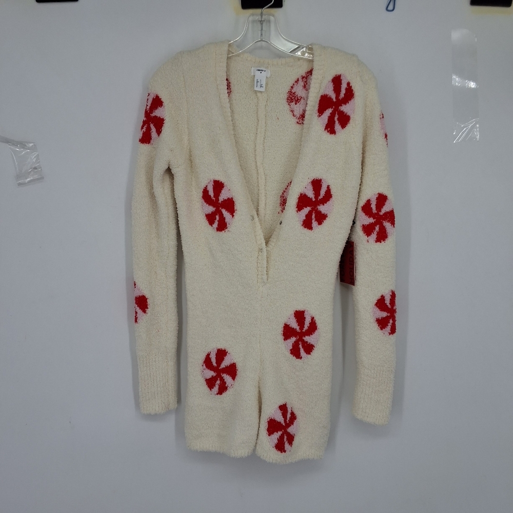 Forever 21  Small Cream and Red Patterned Romper